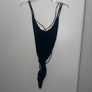 Black Strappy Open Back Bodysuit